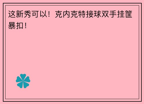 这新秀可以！克内克特接球双手挂筐暴扣！
